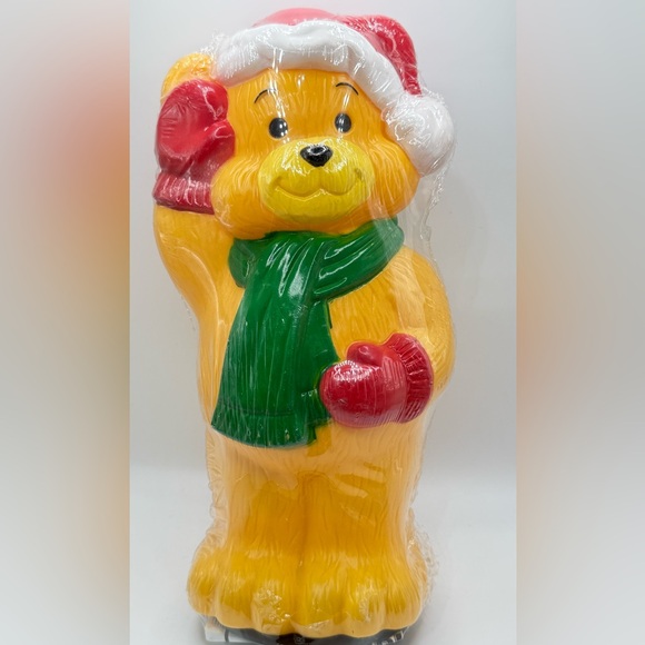 General Foam Plastics Waving Bear Blow Mold Pathway Light Topper or Cover 9" NOS - Picture 1 of 4
